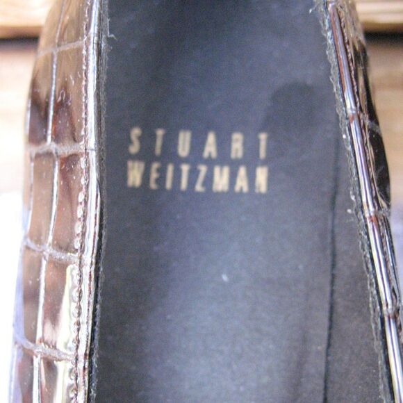Stuart Weitzman Patent Faux Croc Pumps Heels Shoes - Picture 8 of 10